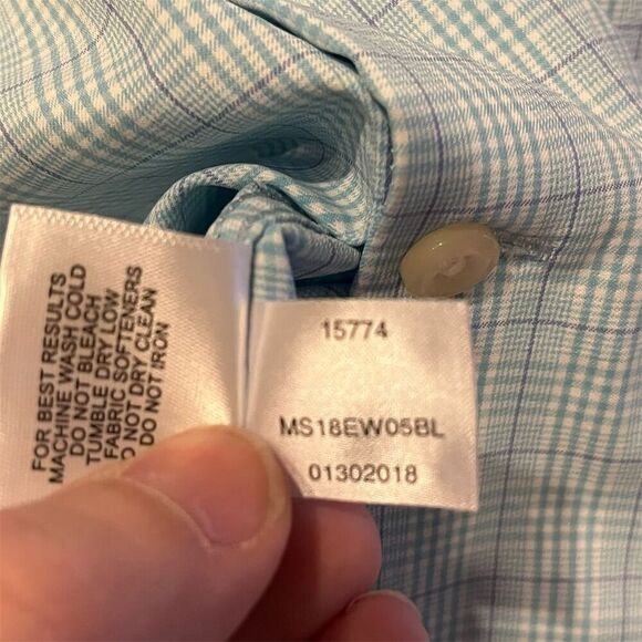 Peter Millar Men's L Blue Check Long Sleeve Button-Up Shirt - Picture 6 of 8